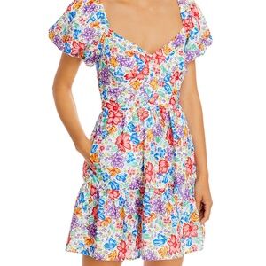 Womens Aqua floral mini dress